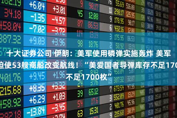 十大证券公司 伊朗：美军使用磷弹实施轰炸 美军：已迫使53艘商船改变航线！“美爱国者导弹库存不足1700枚”